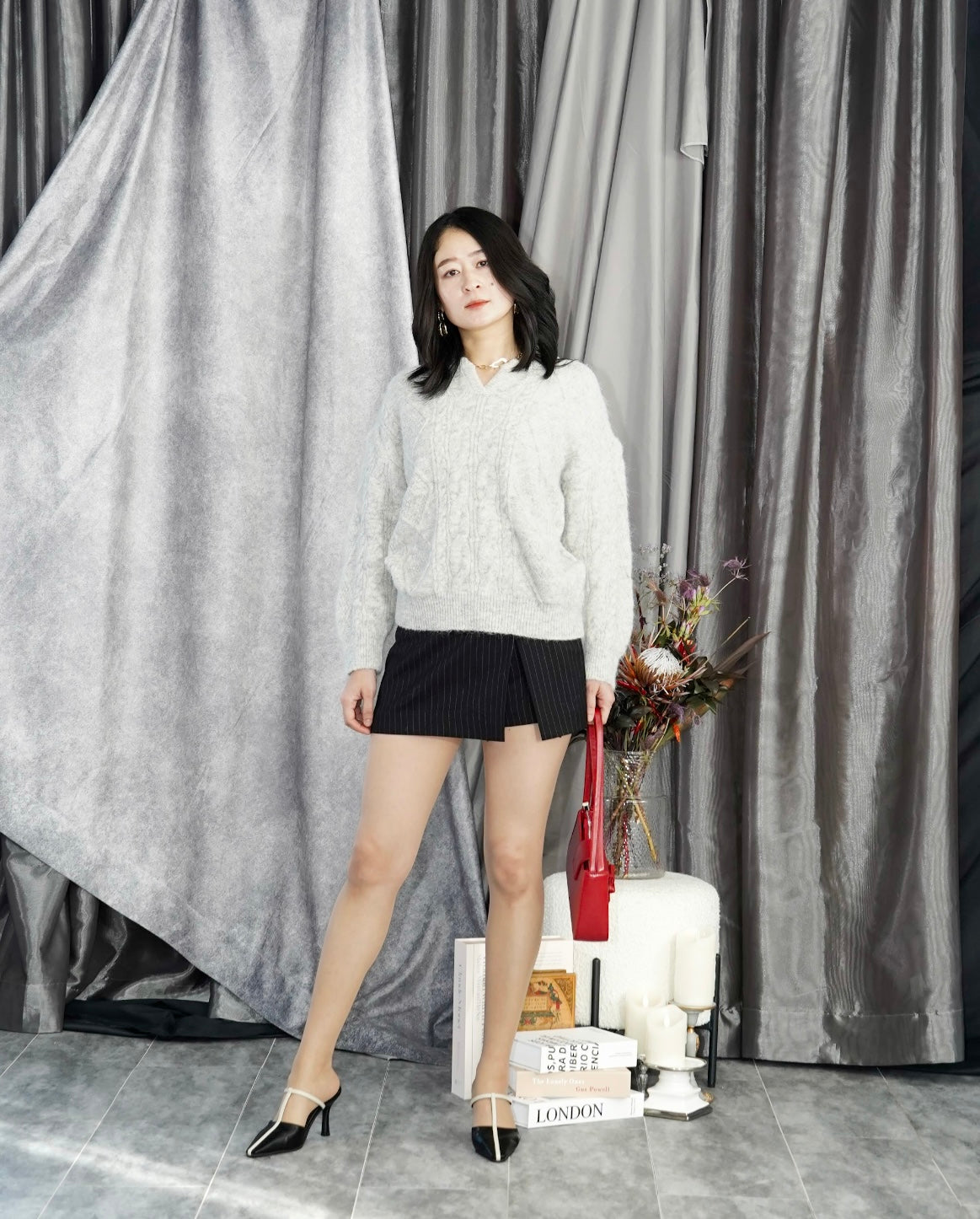 BoTT ニットシャツ カーディガン 編み柄 ベージュ L（BEAMS T 