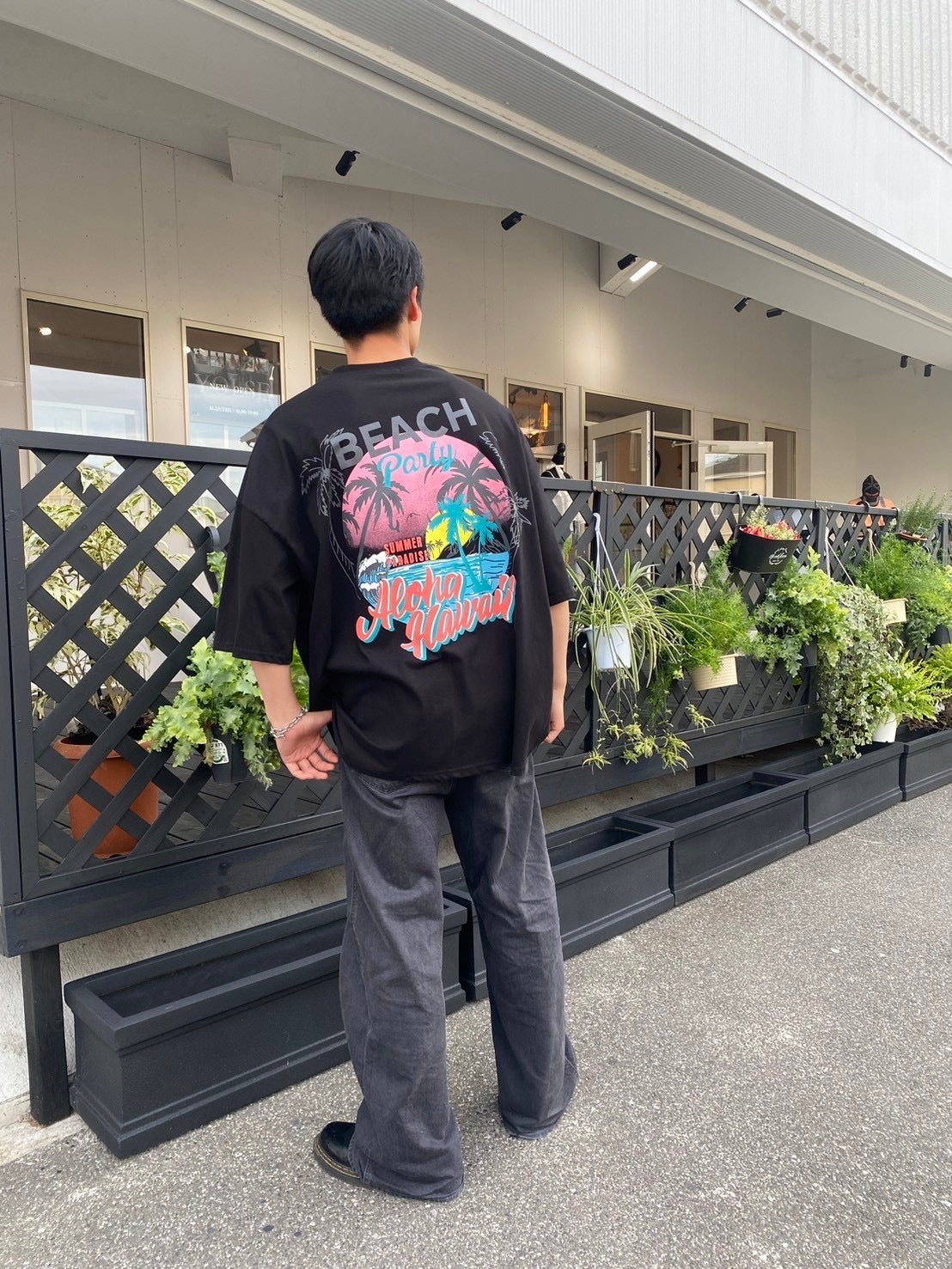 バックプリントアロハTシャツ　